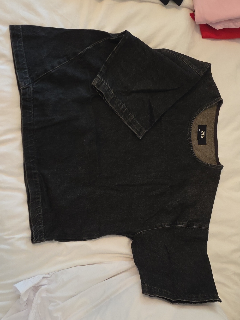 Zara Vintage Black Washed Crew Neck Tee